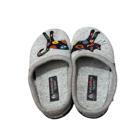 Haflinger Sassy Boiled Wool Cat Design Stone Gray Slippers  Size 41 US 10-10.5 - Picture 3 of 6